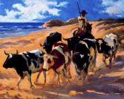 Oxen at the Beach - 华金·索罗利亚·巴斯蒂达